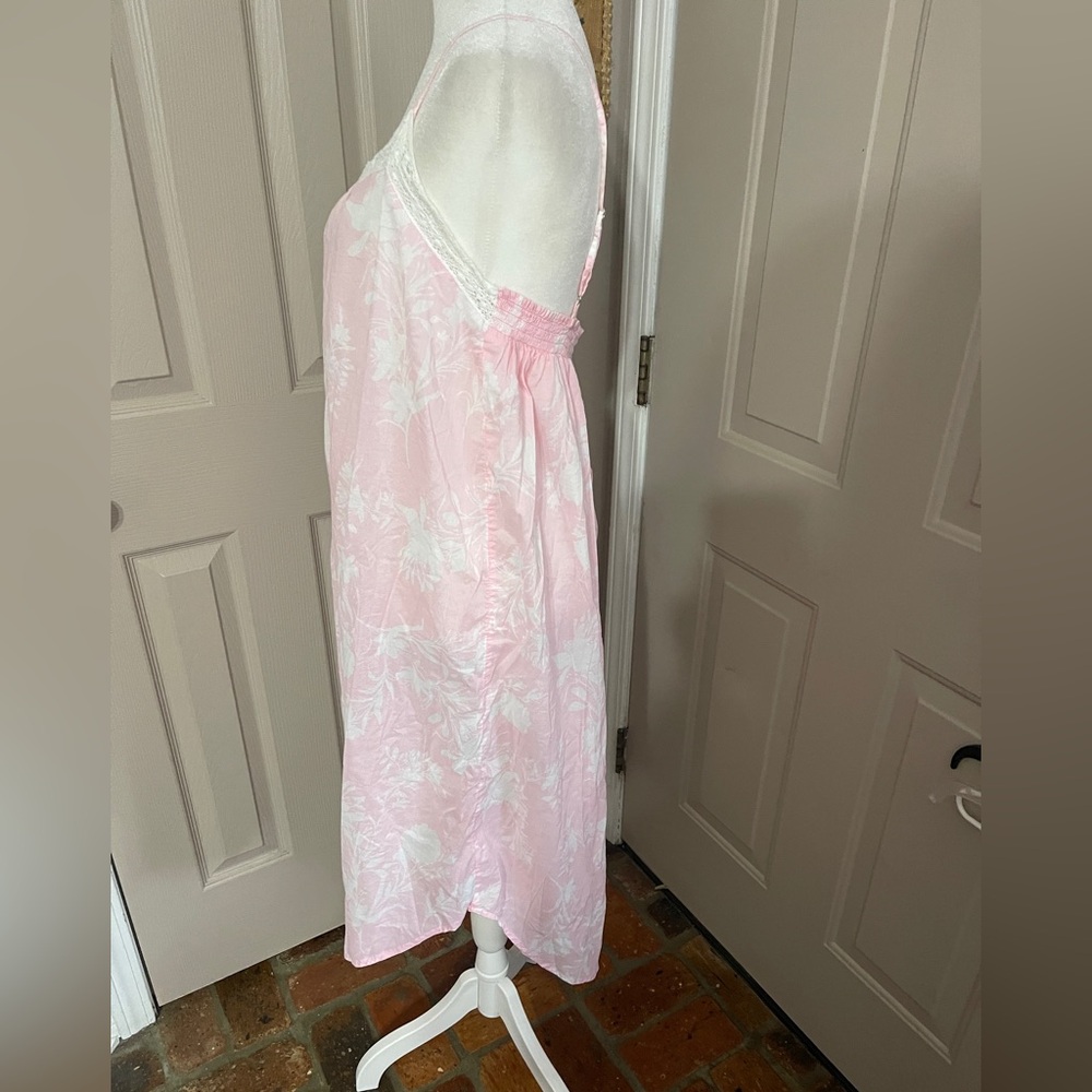 Joyspun soft pink white floral spaghetti strap midi nightgown. Sz M. - Picture 3 of 8